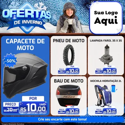 Modelo de Rede Social para Feed Facebook com o tema Ofertas de Inverno para Moto peças