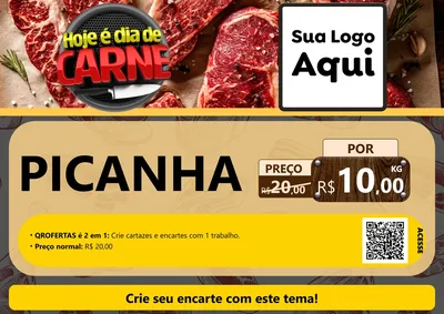 Modelo de Cartaz para Cartaz A4 Horizontal com o tema Hoje É Dia de Carne para Açougue