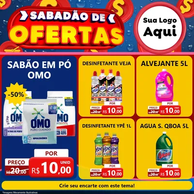 Modelo de Rede Social para Feed Facebook com o tema Sabadão de Ofertas para Produtos de Limpeza