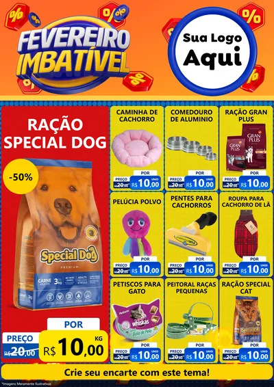 Modelo de Encarte para Encarte A4 Vertical com o tema Fevereiro Imbatível para Pet Shop