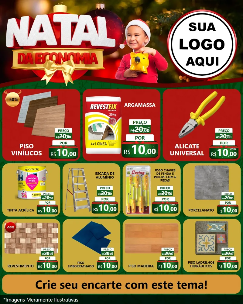Modelo de Rede Social para Feed Instagram com o tema Natal da Economia para Material para Construção