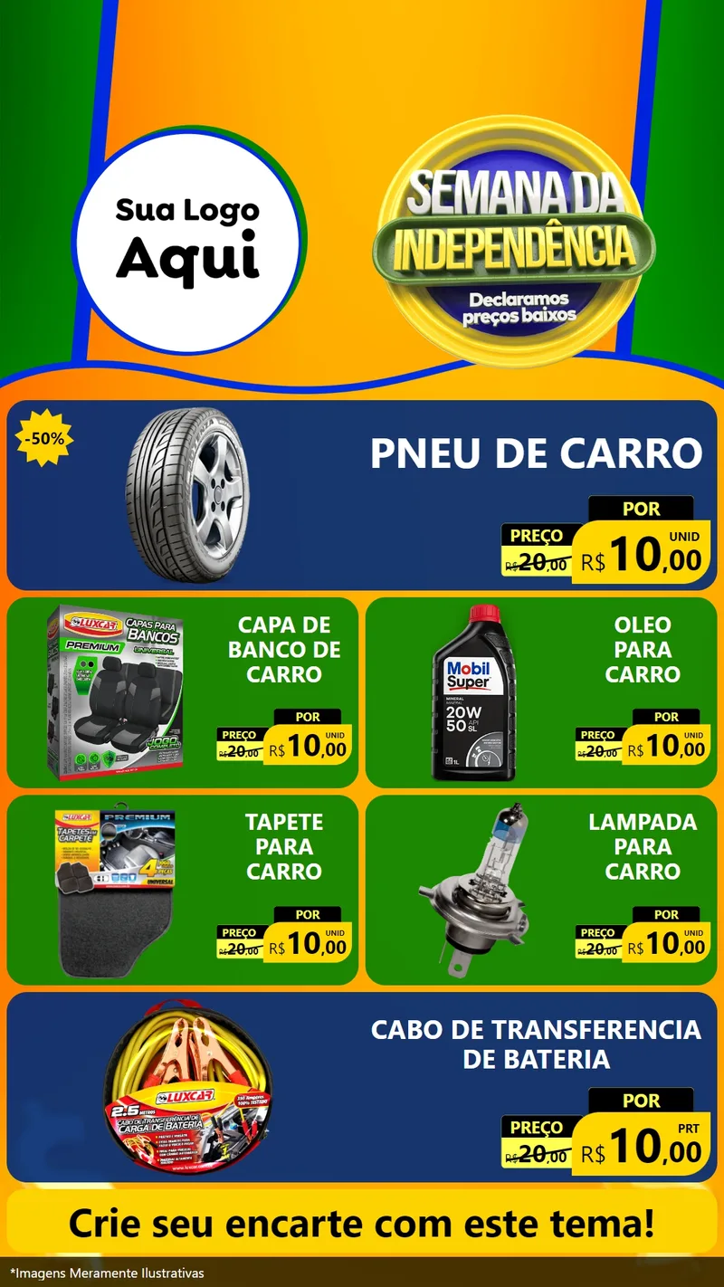 Modelo de TV para TV Vertical com o tema Semana da Independência Declaramos Preços Baixos para Auto peças