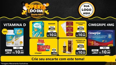 Modelo de TV para TV Horizontal com o tema Oferta do Dia - Quarta Feira! para Farmácia