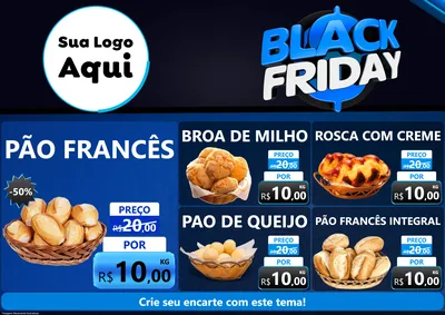 Modelo de Encarte para Encarte A4 Horizontal com o tema Black Friday para Padaria