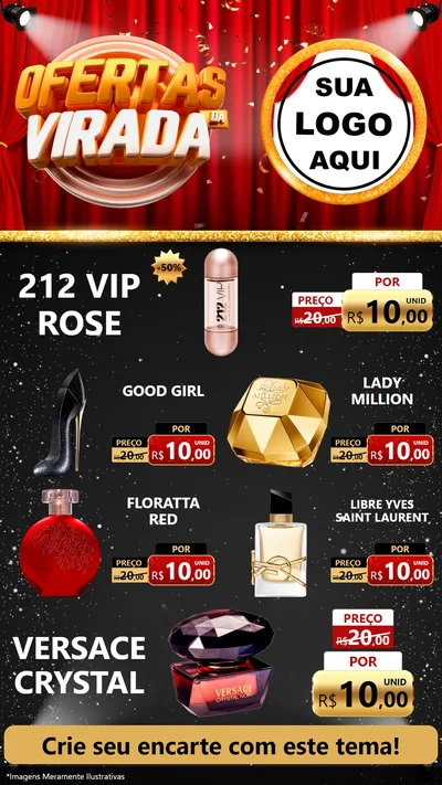 Modelo de TV para TV Vertical com o tema Ofertas da Virada para Perfumes