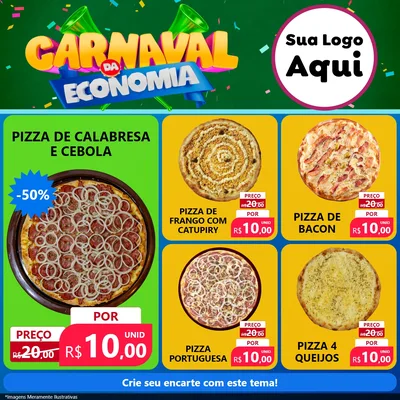 Modelo de Rede Social para Feed Facebook com o tema Carnaval da Economia para Pizzaria