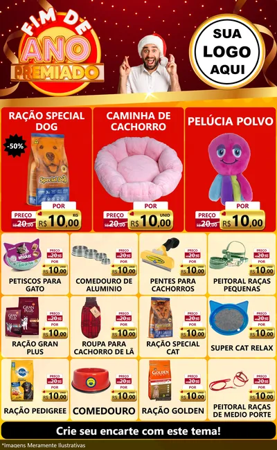 Modelo de Encarte para Encarte Grande com o tema Fim de Ano Premiado para Pet Shop