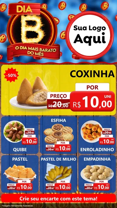 Modelo de Rede Social para Stories com o tema Dia B - O Dia Mais Barato Do Mês para Salgadaria