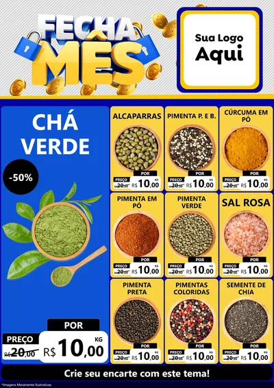 Modelo de Encarte para Encarte A4 Vertical com o tema Fecha Mês para Produtos Naturais