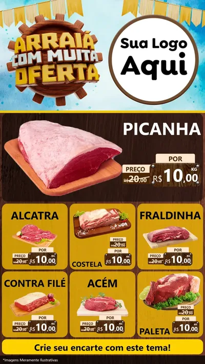 Modelo de Rede Social para Stories com o tema Ofertas de São João - Junina para Açougue