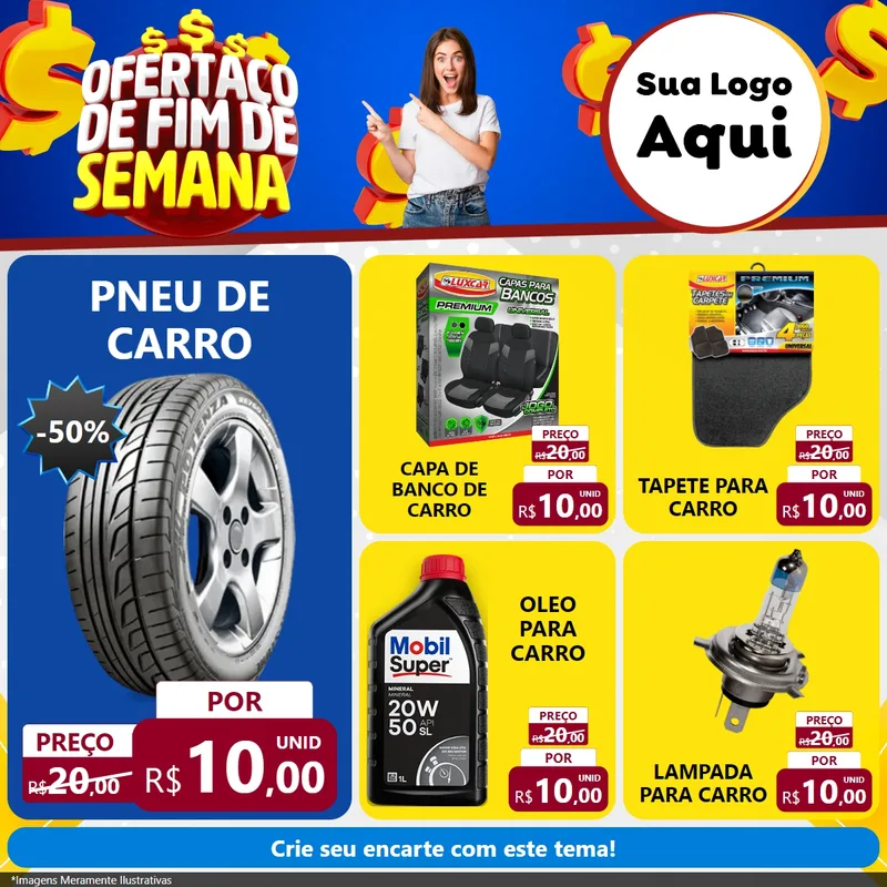 Modelo de Rede Social para Feed Facebook com o tema Ofertaço de Fim de Semana para Auto peças