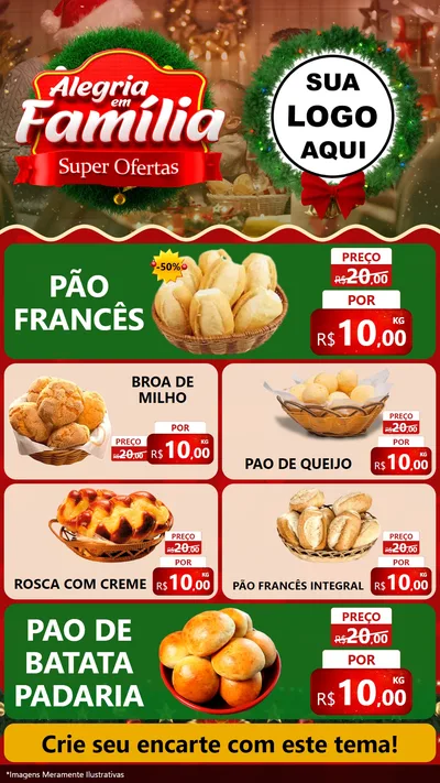 Modelo de TV para TV Vertical com o tema Alegria Em Família - Super Ofertas para Padaria