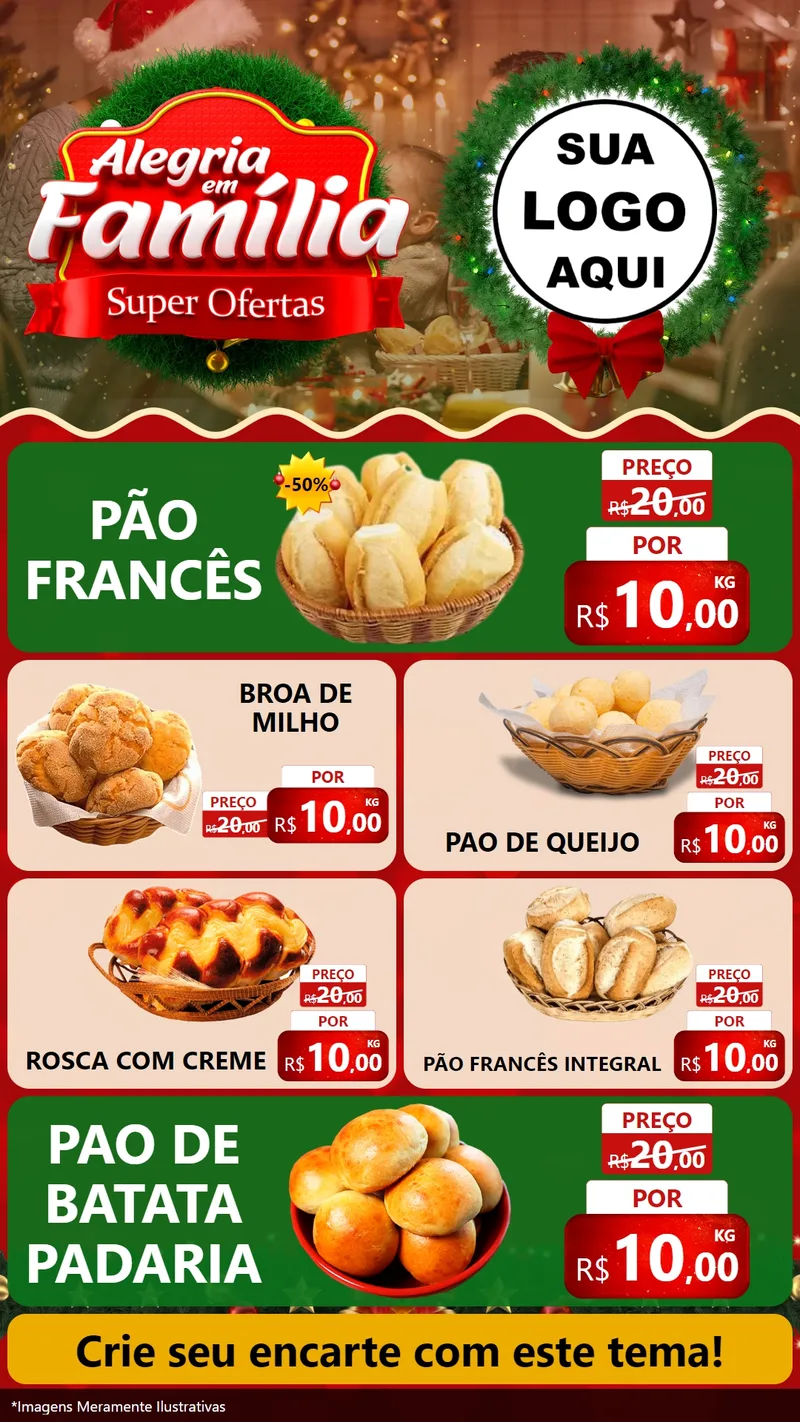 Modelo de TV para TV Vertical com o tema Alegria Em Família - Super Ofertas para Padaria