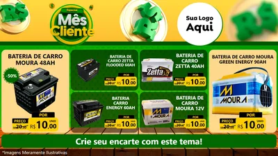 Modelo de TV para TV Horizontal com o tema Especial Mês do Cliente para Baterias Elétricas