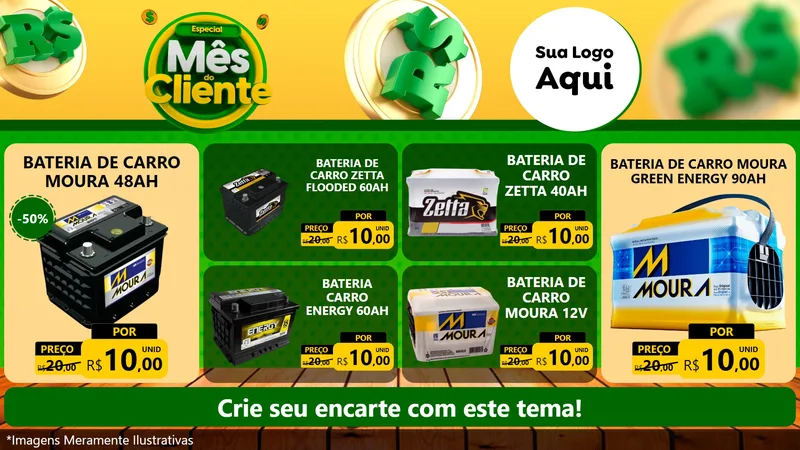Modelo de TV para TV Horizontal com o tema Especial Mês do Cliente para Baterias Elétricas