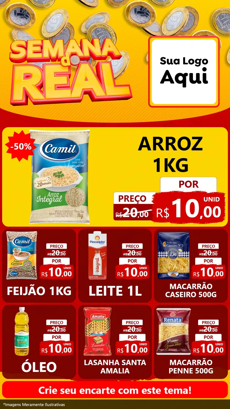 Modelo de Rede Social para Stories com o tema Semana do Real para Supermercado