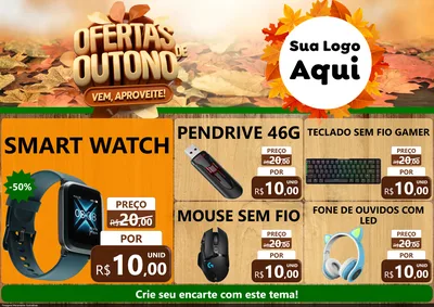 Modelo de Encarte para Encarte A4 Horizontal com o tema Ofertas de Outono - Vem, Aproveite! para Informática