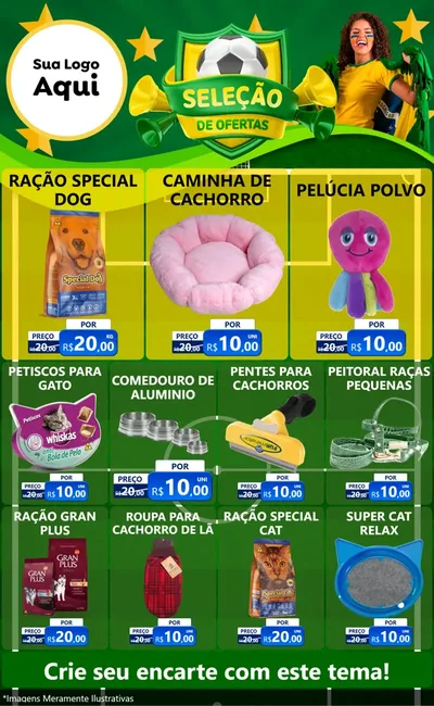 Modelo de Encarte para Encarte Grande com o tema Seleção de Ofertas - Copa para Pet Shop