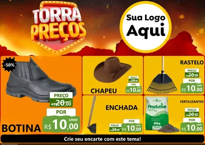 Modelo de Encarte para Encarte A4 Horizontal com o tema Torra Preços para Agropecuária