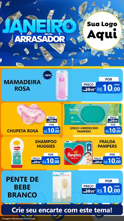 Modelo de TV para TV Vertical com o tema Janeiro Arrasador para Bebês