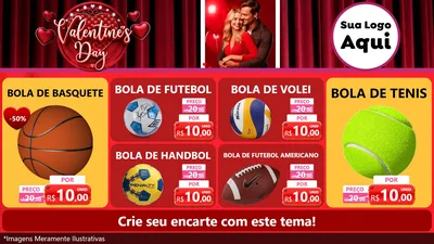 Modelo de TV para TV Horizontal com o tema Valentine's Day para Artigos Esportivos