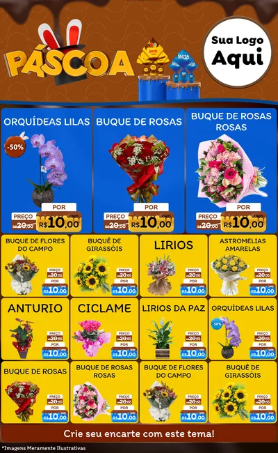 Modelo de Encarte para Encarte Grande com o tema Páscoa para Floricultura e jardim