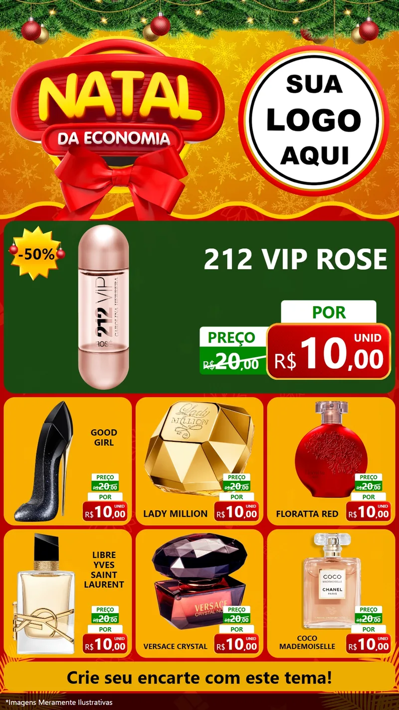 Modelo de Rede Social para Stories com o tema Natal da Economia para Perfumes