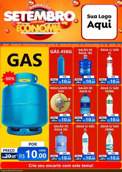 Modelo de Encarte para Encarte A4 Vertical com o tema Operação Setembro Com Muita Economia para Água e gás