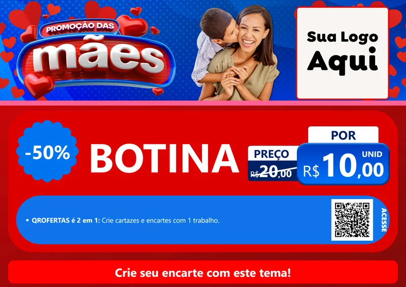 Modelo de Cartaz para Cartaz A4 Horizontal com o tema Promoção das Mães para Agropecuária