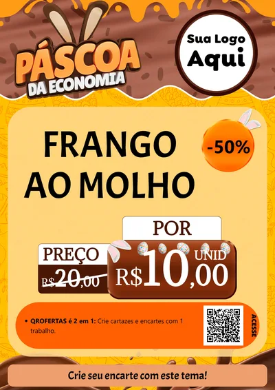 Modelo de Cartaz para Cartaz A4 Vertical com o tema Páscoa da Economia para Restaurante
