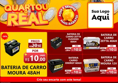 Modelo de Encarte para Encarte A4 Horizontal com o tema Quartou do Real para Baterias Elétricas
