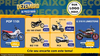 Modelo de TV para TV Horizontal com o tema Dezembro de Preço Baixo para Concessionaria de Motos