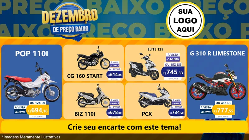 Modelo de TV para TV Horizontal com o tema Dezembro de Preço Baixo para Concessionaria de Motos