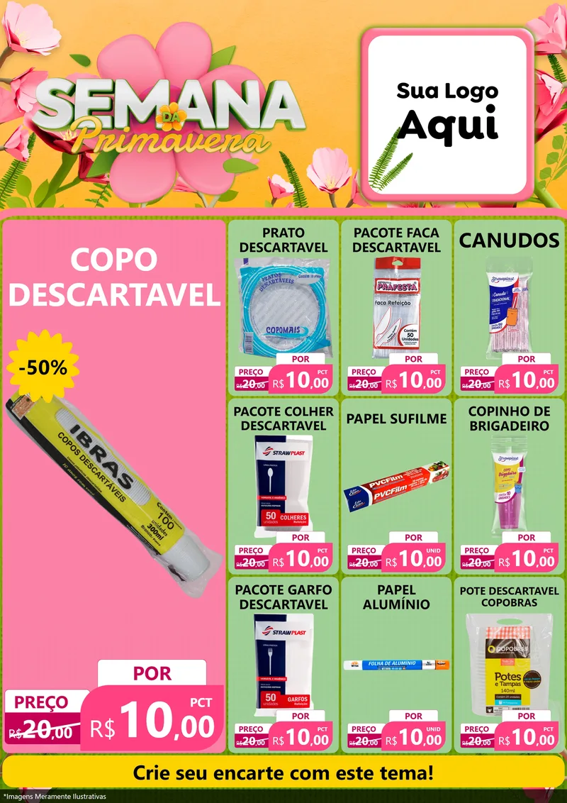 Modelo de Encarte para Encarte A4 Vertical com o tema Semana da Primavera para Embalagens
