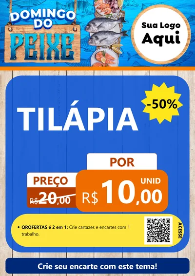 Modelo de Cartaz para Cartaz A4 Vertical com o tema Domingo do Peixe para Peixaria