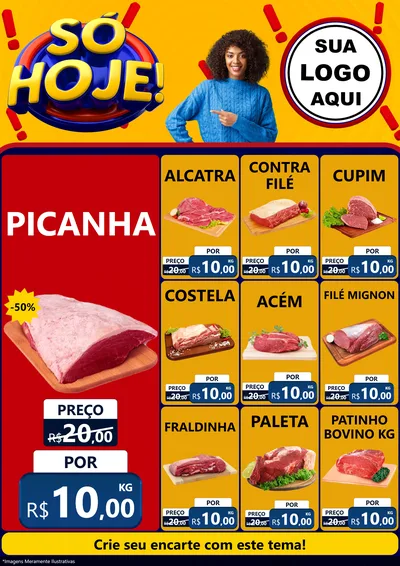 Modelo de Encarte para Encarte A4 Vertical com o tema Só Hoje! para Açougue