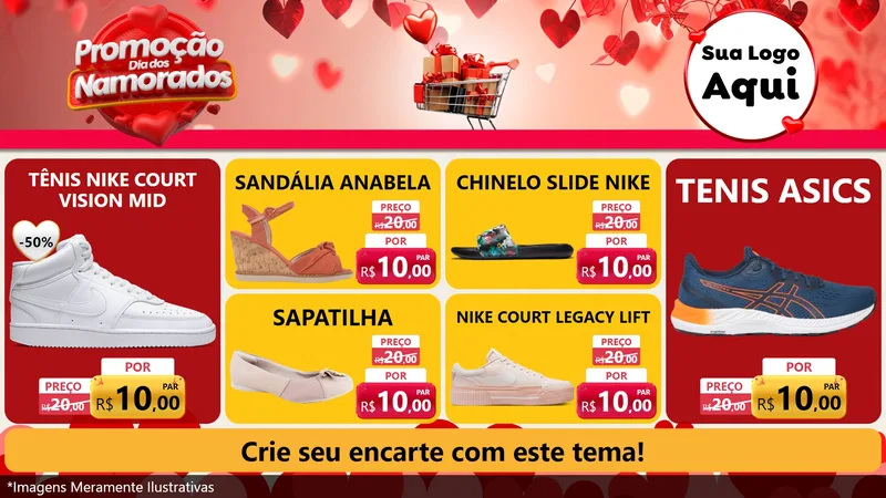 Modelo de TV para TV Horizontal com o tema Promoção Dia dos Namorados para Calçados