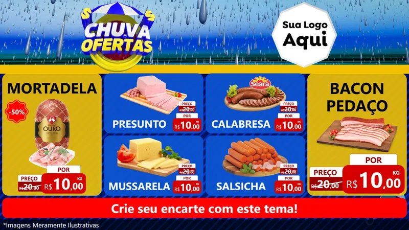 Modelo de TV para TV Horizontal com o tema Chuva de Ofertas para Frios e Laticínios