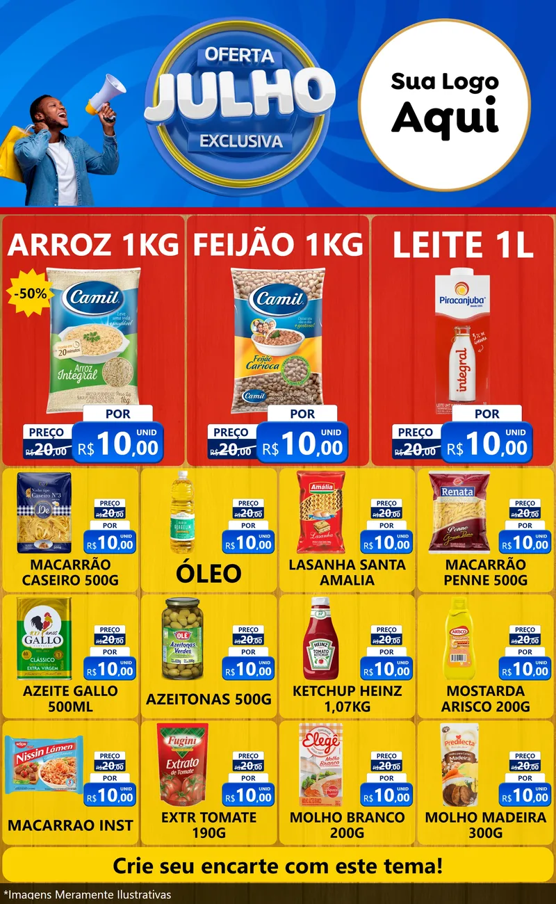 Modelo de Encarte para Encarte Grande com o tema Oferta Exclusiva, Julho para Supermercado