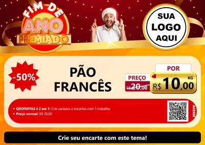Modelo de Cartaz para Cartaz A4 Horizontal com o tema Fim de Ano Premiado para Padaria