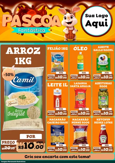 Modelo de Encarte para Encarte A4 Vertical com o tema Páscoa Fantástica para Supermercado