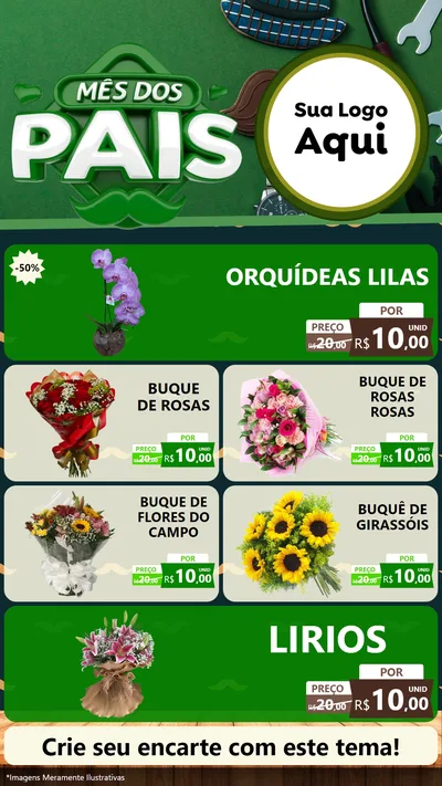 Modelo de TV para TV Vertical com o tema Mês dos Pais para Floricultura e jardim