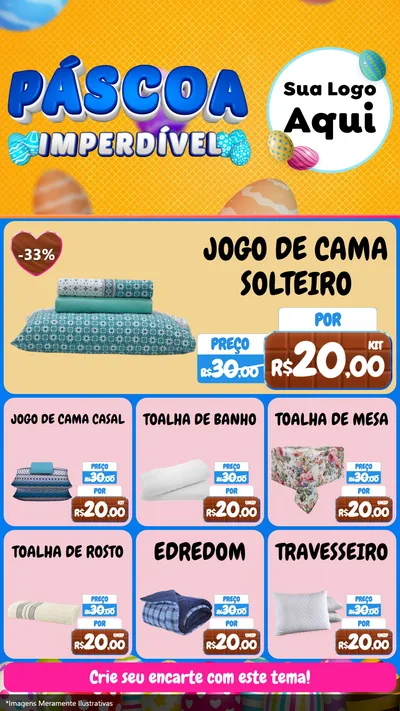 Modelo de Rede Social para Stories com o tema Páscoa Imperdível para Cama, Mesa e Banho