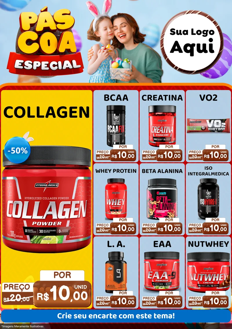 Modelo de Encarte para Encarte A4 Vertical com o tema Páscoa Especial para Suplementos alimentares
