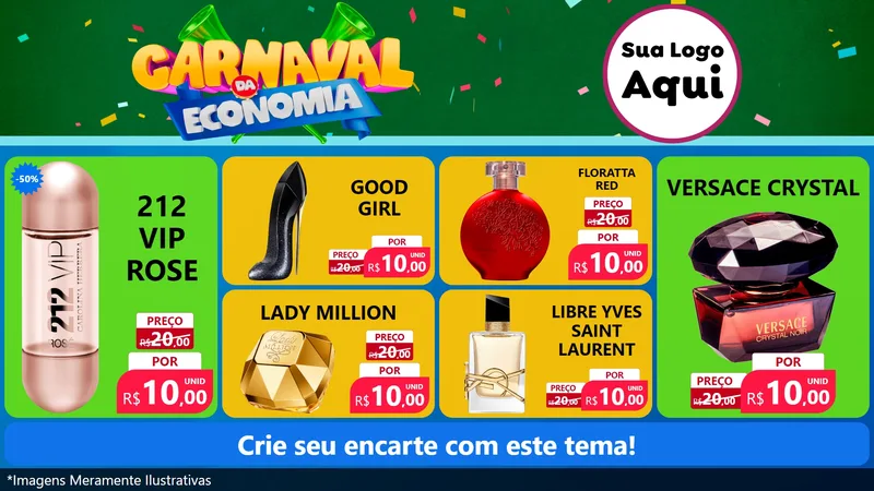 Modelo de TV para TV Horizontal com o tema Carnaval da Economia para Perfumes