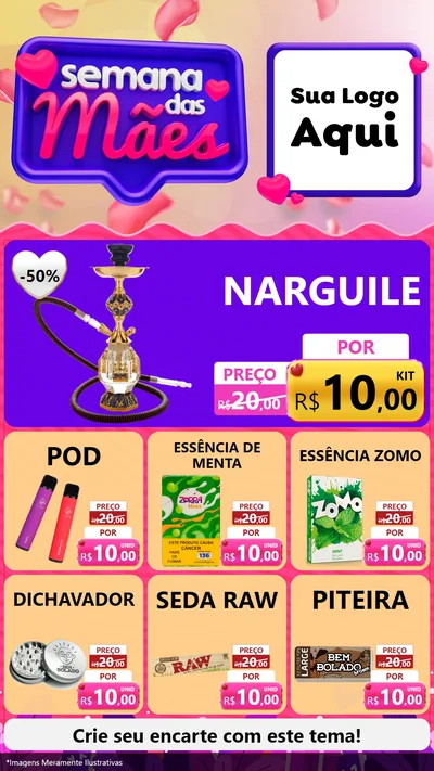 Modelo de Rede Social para Stories com o tema Semana das Mães para Tabacaria