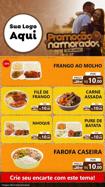 Modelo de TV para TV Vertical com o tema Promoção Namorados para Restaurante