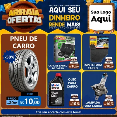 Modelo de Rede Social para Feed Facebook com o tema Arraiá de Ofertas - Junina para Auto peças