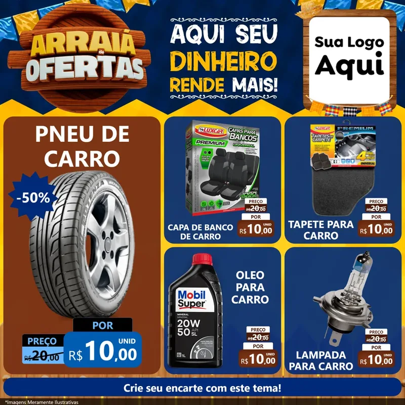Modelo de Rede Social para Feed Facebook com o tema Arraiá de Ofertas - Junina para Auto peças