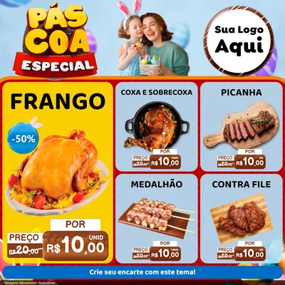 Modelo de Rede Social para Feed Facebook com o tema Páscoa Especial para Assados